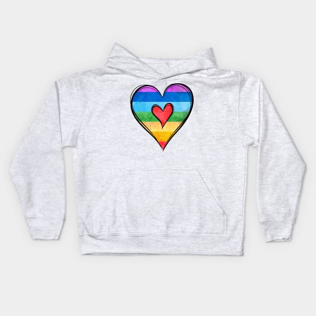 Pride Heart Kids Hoodie by lunamoonart